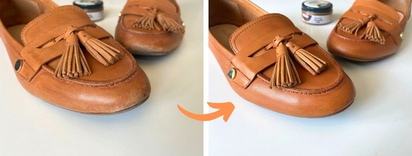 Hnědo oranžový krém na kožené boty pro opravu a renovaci okopaných špiček gazelle 109 shoe cream trg (8)